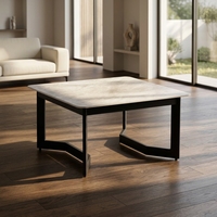 Vente directe d'usine, table basse noire luxueuse, table basse carrée en dalle de roche pour salon