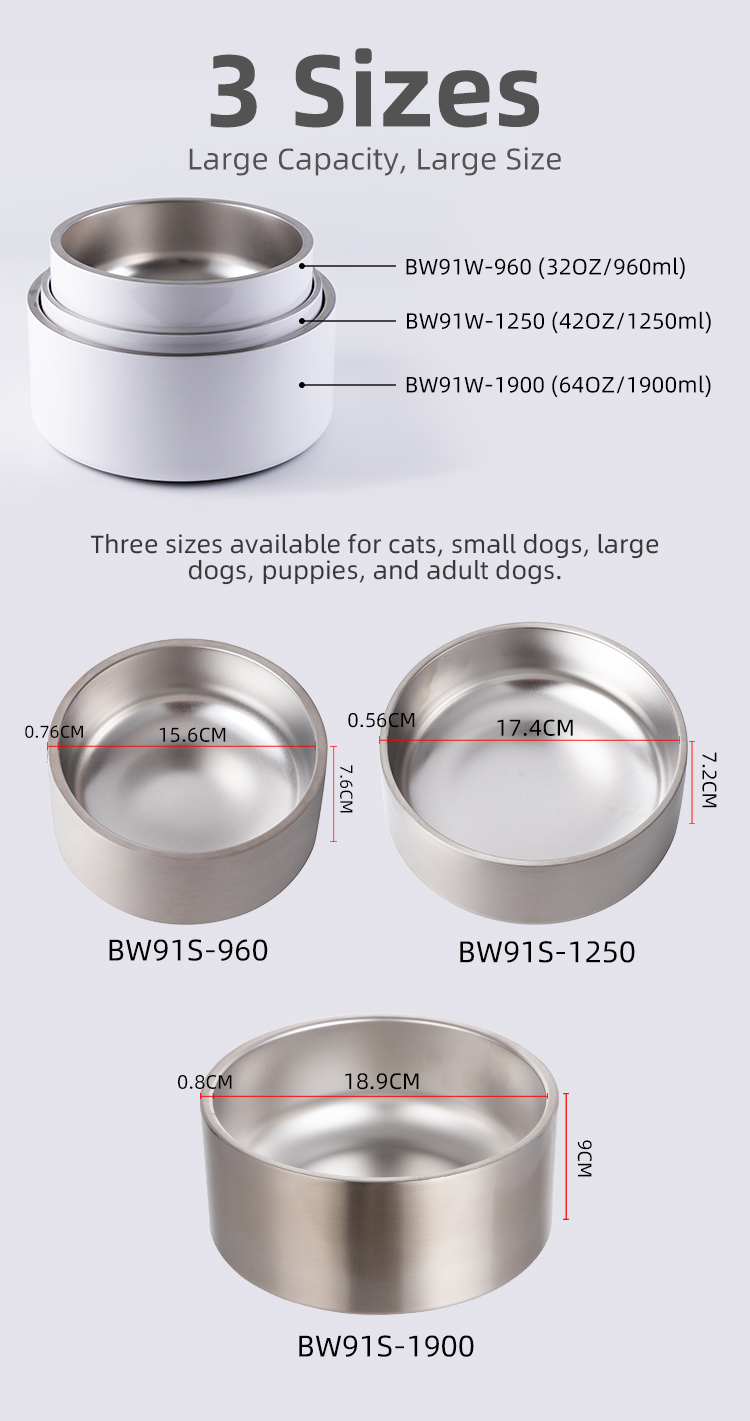 BestSub Custom 42oz 1250ml Sublimation Blanks Stainless Steel Puppy Bowl Dog Food Water Bowls