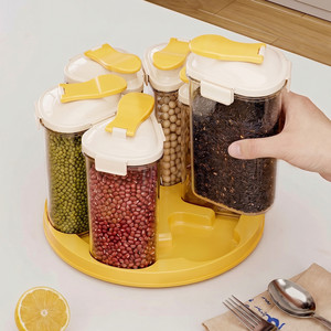 Rotatable Transparent Airtight Jar Set For Storing Grains Cereals Snacks Dried Goods Tea <b>Rice</b> Kitchen Food Storage <b>Container</b> - Product Image 4