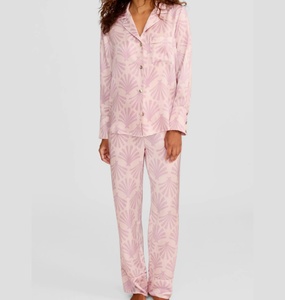 Conjunto de Pijamas de Satén para Mujer, Estilo Estampado, Ropa de Dormir con Cintura Elástica, Ropa de Casa Transpirable, Ropa de Primavera para Dama - Product Image 1