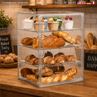Vitrine à pâtisserie personnalisée, boîte à pain pour comptoir de cuisine, rangement à pain transparent à 4 niveaux réglables avec porte magnétique