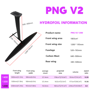 Aile hydrofoil en carbone Pump Foil PNG V2 1200 AXIS, forte puissance de pompage, accélération rapide, conduite stable, équipement de loisirs nautiques en eau plate - Product Image 2