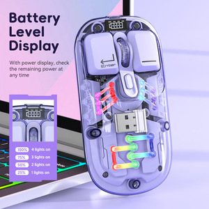 <span class=keywords><strong>Souris</strong></span> de jeu <span class=keywords><strong>sans</strong></span> <span class=keywords><strong>fil</strong></span> mini transparente double mode 2.4G/5.0 avec éclairage RGB, coque magnétique et en stock - Product Image 3