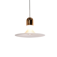 Luminaire suspendu LED moderne et élégant de style parapluie, corps blanc avec accents dorés, hauteur réglable, lumière blanc chaud 3000K