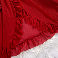 Pakaian dalam wanita Lingerie seksi merah transparan pakaian tidur tembus pandang gaun malam renda Dan celana dalam setelan piyama seksi wanita