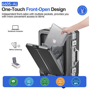 SOKOK şık alüminyum çerçeve tekerlekli çanta ön açılış tasarımı ve seyahat için dizüstü cep bavul bagaj - Product Image 3