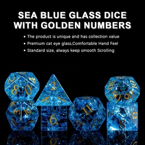 Dados DND poliédricos al por mayor, cristal agrietado artificial azul para juegos de mesa - Product Image 2