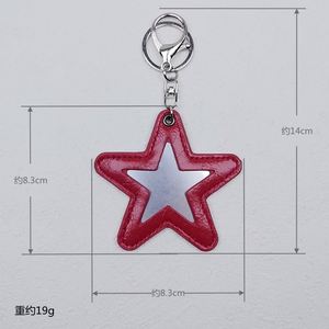 Beautiful Pu Leather Key Chain With <b>Star</b> Shaped Makeup Elegant Portable Phone <b>Mirror</b> for Women Gifts - Product Image 4