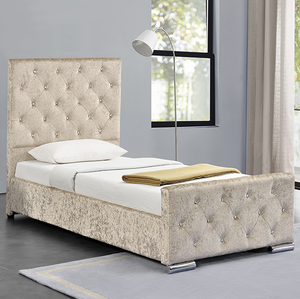 Cama <span class=keywords><strong>de</strong></span> <span class=keywords><strong>Tela</strong></span> <span class=keywords><strong>de</strong></span> Lino con Botones en el Cabecero - Product Image 2