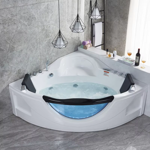 Baignoire de massage à remous moderne en acrylique avec fonctions de cascade à bulles et jets d'air pour deux personnes - Product Image 1
