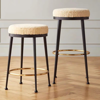 Tabouret de bar haut en fer antique avec dossier et repose-pieds, sans accoudoirs, pour hôtel, salle à manger, salon, bar à domicile