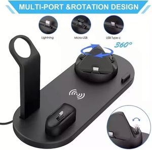 15W Dock Universal Fast Charger Stand Charging <b>Wireless</b> Charger 6 in 1 Station for Phone Earphone Watch - Product Image 6