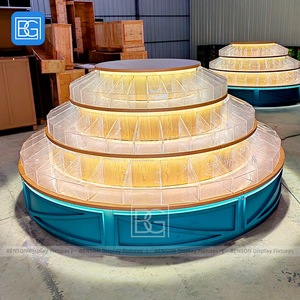 Özel ticari bakkal şeker toplu ekran yuvarlak katmanlı akrilik Bin vitrin merkezi perakende kat ada standı - Product Image 1