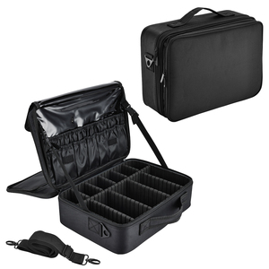 <b>Makeup</b> Bag Travel Cosmetic <b>Case</b> Beauty Box Hairdressing Tools Organizer with Adjustable Compartment Oxford Make Up Train <b>Case</b> - Product Image 1