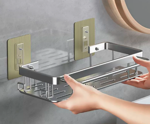 Meuble de rangement mural pour salle de bain sans perçage, étagère pour lavabo de toilette avec support mural - Product Image 6