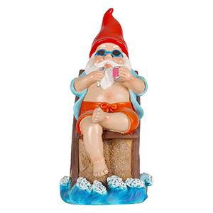 OEM Handmade Hawaii Style Resin Miniature Sunning Beach Gnome <strong>Summer</strong> Vacation Gifts Ornaments Gnome on Deck Chair