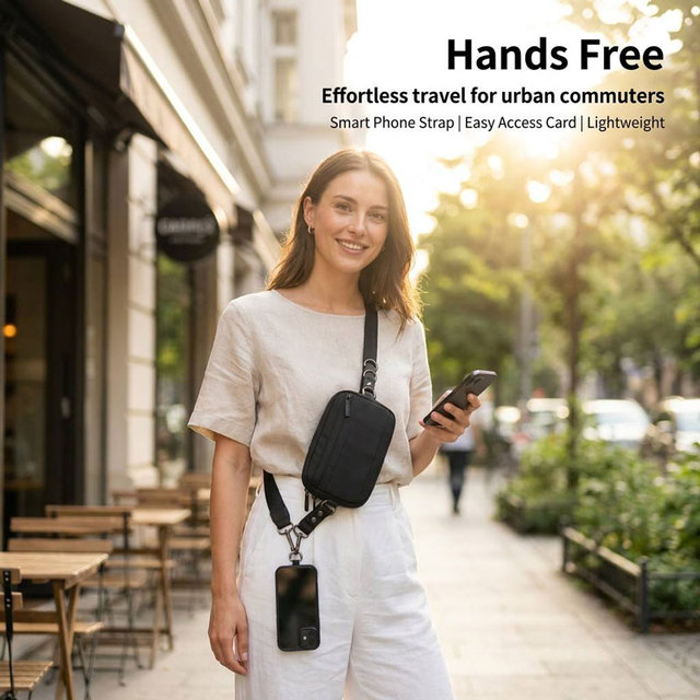 Custom Crossbody Phone Pouch Bag with Detachable Adjustable Strap Universal Phone Lanyard Wallet