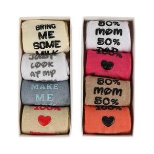 Stock Coffret Cadeau Nouveau-né Drôle de Texte Jolie Fille Coton Biologique Semelles en Caoutchouc Anti Bas Bébé Chaussettes Enfants <span class=keywords><strong>Chaussette</strong></span> Antidérapante pour Bébé Garçon - Product Image 1