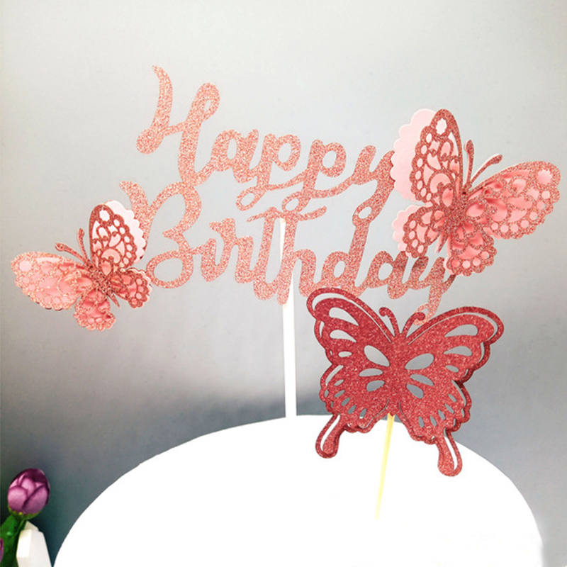 Акриловый 3D Топпер для торта в виде бабочки, топпер для торта на день рождения, для свадьбы, Рождества, дня рождения, топпер для торта, оптовая продажа
