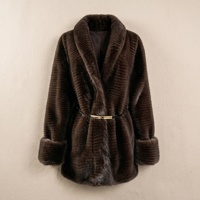 Manteau en fausse fourrure de vison pour femme, directement de l'usine, épais, chaud et duveteux, avec ceinture sculptée, vêtement d'extérieur tendance