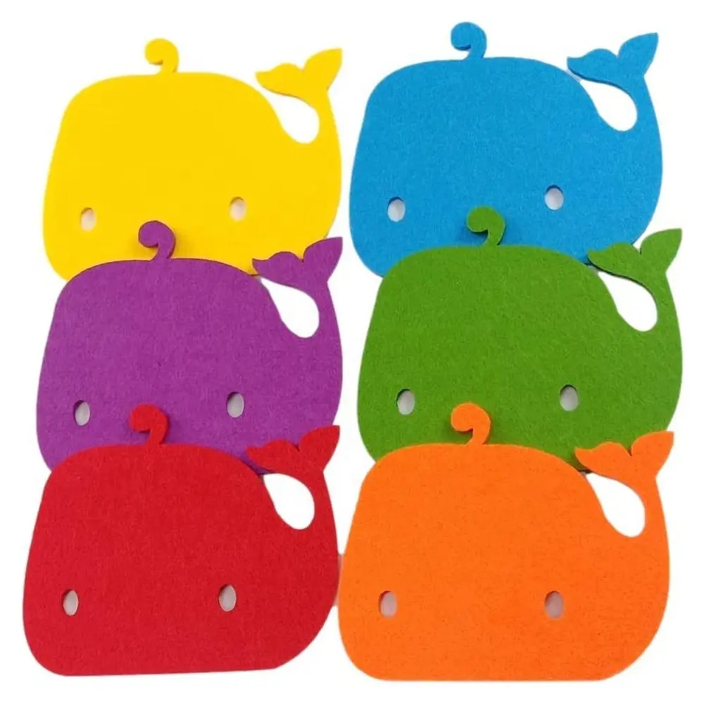 Custom Cute Dolphin Design 6 Pack Colorful Absorbent Felt Drink Coasters for Desk Protection & Decoration