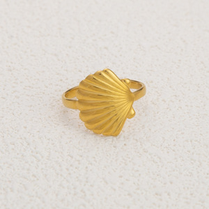 Scallop Shaped <b>Titanium</b> Steel <b>Ring</b> 18K Gold Plated Adjustable Unisex Fashion Jewelry Gift - Product Image 3