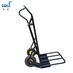 <span class=keywords><strong>Chariot</strong></span> à <span class=keywords><strong>double</strong></span> roue robuste en acier pliable OEM, <span class=keywords><strong>chariot</strong></span> de manutention à plateforme avec revêtement en poudre pour chantier de construction - Product Image 2