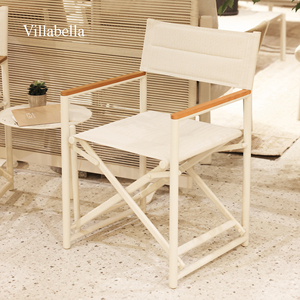 Chaise de jardin pliante, mobilier de balcon pour hôtel-resort, chaise de salle à manger en aluminium avec accoudoirs, mobilier d'extérieur de luxe - Product Image 1