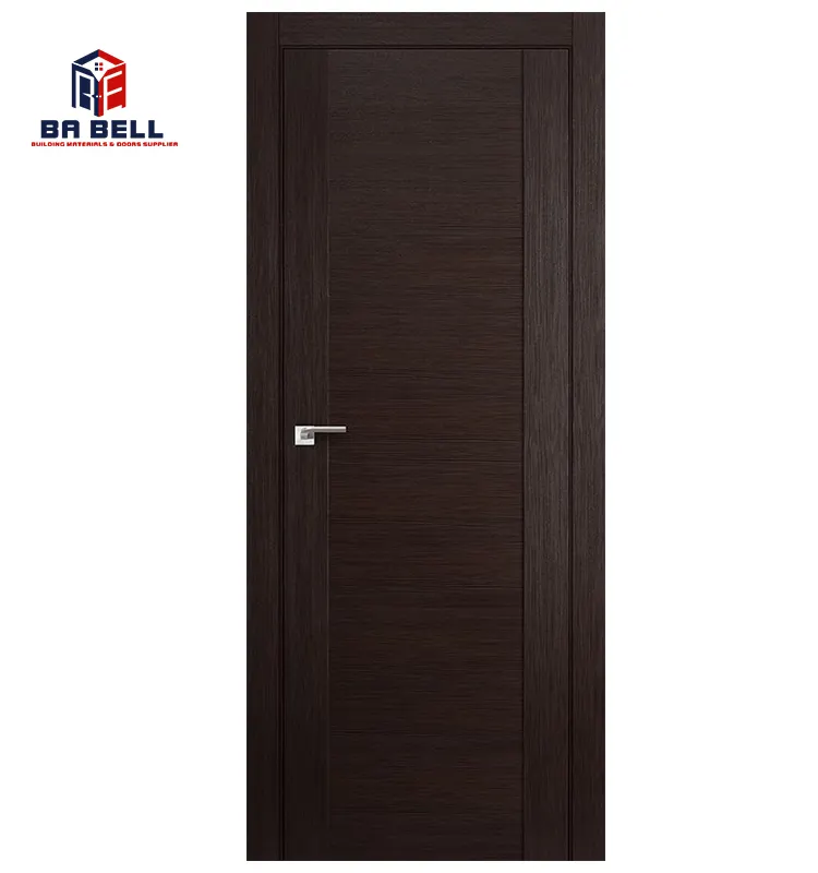 Simple black wood veneer wooden interior door waterproof swing soundproof office room doors