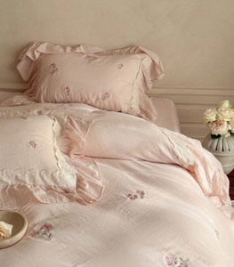 Ensemble de literie <span class=keywords><strong>Beatrice</strong></span> <span class=keywords><strong>Rose</strong></span> en dentelle à volants / Bleu - Product Image 5