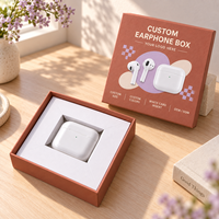 Boîte carrée en carton blanc écologique personnalisée en gros, en deux parties, impression 4C, revêtement UV pour écouteurs sans fil Bluetooth TWS