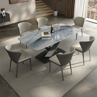Meubles en acier inoxydable noir Table à manger moderne Table en marbre de luxe pour restaurant à la maison