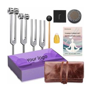 Ensemble de diapasons de qualité médicale 128Hz 136Hz 256Hz 384Hz pieds d'activateur de gemme pour la thérapie par le son de méditation de yoga comprend une boîte-cadeau - Product Image 1