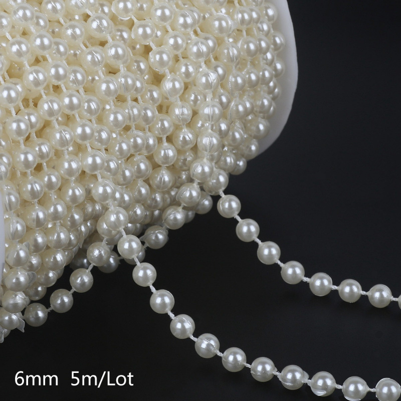 Perles de fil de coton blanc de 6 mm, 5 mètres par paquet
