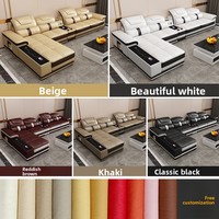 Canapé en cuir véritable en forme de L, en cuir de vachette pleine fleur, style nordique minimaliste moderne, pour salon, petit format, épaisseur moyenne, avec éponge