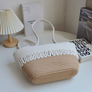 Bolso de mano de algodón versátil de estilo <span class=keywords><strong>japon</strong></span>és, cesta de playa portátil con dos asas y forro suave, Unisex bolso de hombro, correas duraderas - Product Image 3