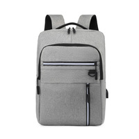 Mochila duradera de nailon a rayas para ordenador portátil con cierre de cremallera, Asa con correa, forro de poliéster, Puerto USB, material de PC de viaje Unisex
