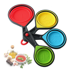 4-teiliges <span class=keywords><strong>Set</strong></span> Messlöffel, Faltbare Messlöffel-<span class=keywords><strong>Set</strong></span>, Kaffee-Zucker-Schöpflöffel, Backen-Kochen-Küche Silikon-Messlöffel-Werkzeug - Product Image 1