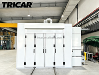 Cabine de peinture TRICAR avec four de séchage, chauffage au brûleur diesel, éclairage LED, température de cuisson 80°C, système complet de peinture en poudre