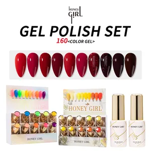 HONEY GIRL Nail Supplies New Design 160 Colors Collection Nail Gel Polish Set Box OEM Odorless Uv Gel Vernis Permanent