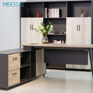 Modern Popular <b>Solid</b> <b>Wood</b> L-Shaped Executive Office <b>Desk</b> Convertible Resin Table Top Workstation Drawer Manager Office Furniture - Product Image 1