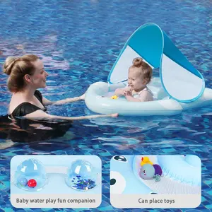 Baby Water Float Seat Met Verstelbare Zitzak Baby Zwembad Float Met Luifel Veiligheid Varken Vormige Baby Zwemvlotter