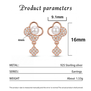 Elegantes Pendientes de Perlas de Agua Dulce de Plata S925, Joyería Delicada con Ramas de Circonio para Mujer, Regalo de Boda - Product Image 6