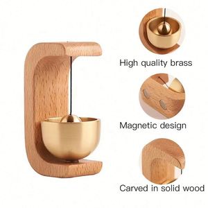 Sonnette magnétique Art Déco - Décoration multifonctionnelle pour la maison et la voiture avec cloche en bois de hêtre et en cuivre - Product Image 5