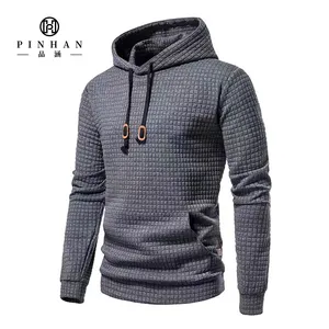 Men's Gray Casual Sports Hooded Pullover Air Layer And Waffle Fabric Hoodies Sweatshirts Tracksuit
