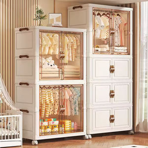 Armoire Pliable Design Moderne Grande Capacité Porte Transparente Zéro Formaldéhyde PP Armoire Profonde Étanche - Product Image 2