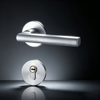 Poignée de porte intérieure en alliage d'aluminium argenté Moonlight avec serrure, entrée silencieuse à clé, pour porte à mortaise fendue en bois