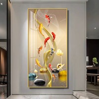 Peinture sur toile moderne avec cadre en aluminium Art Déco, motif Poisson Or Chanceux et Carpe Koi, Affiches murales décoratives à suspendre pour chambre et maison