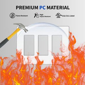 3-ганговый безвинтовый декоративный настенный чехол для ПК, белый переключатель, ударопрочный UL/CUL - Product Image 5