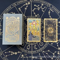 Jeu de cartes de tarot en feuille d'or, ensemble complet, impression couleur, jeu de tarot imperméable en PVC avec guide et nappe pour débutants, jeu de société